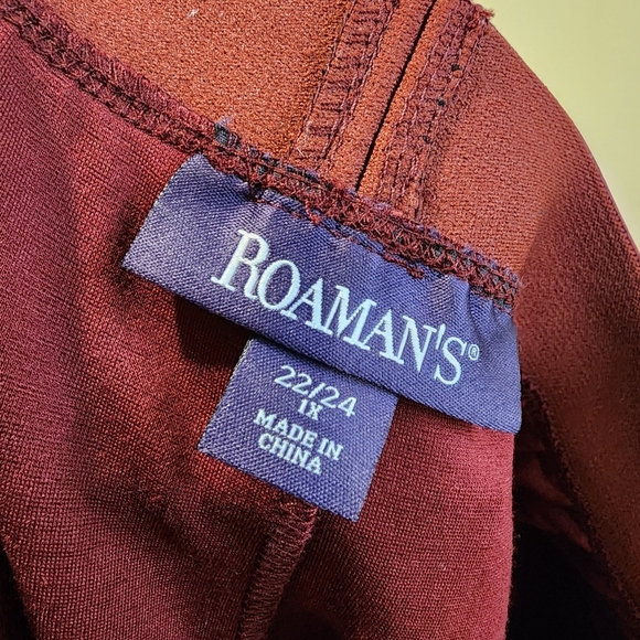 ROAMAN'S Women's Burgundy Faux Leather Elastic Waisted Pants plus size 22/24 - Picture 2 of 9
